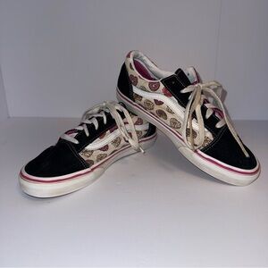 Vans Off the Wall Old Skool Black Suede Heart Donut Junior Girls Sneakers Size 7